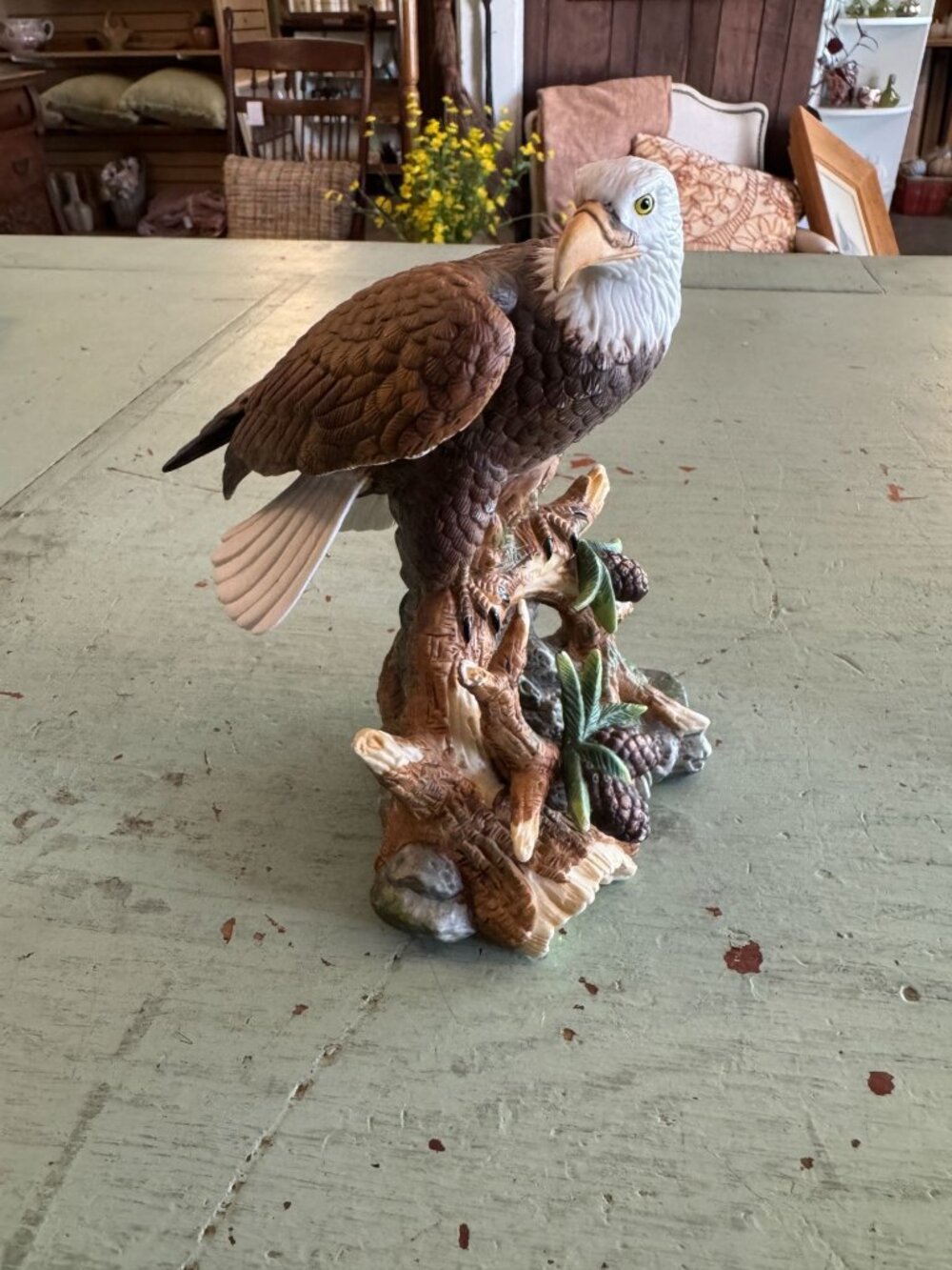 Porcelain Bald Eagle Figurine Detailed Hand Painted Sculpture Vintage